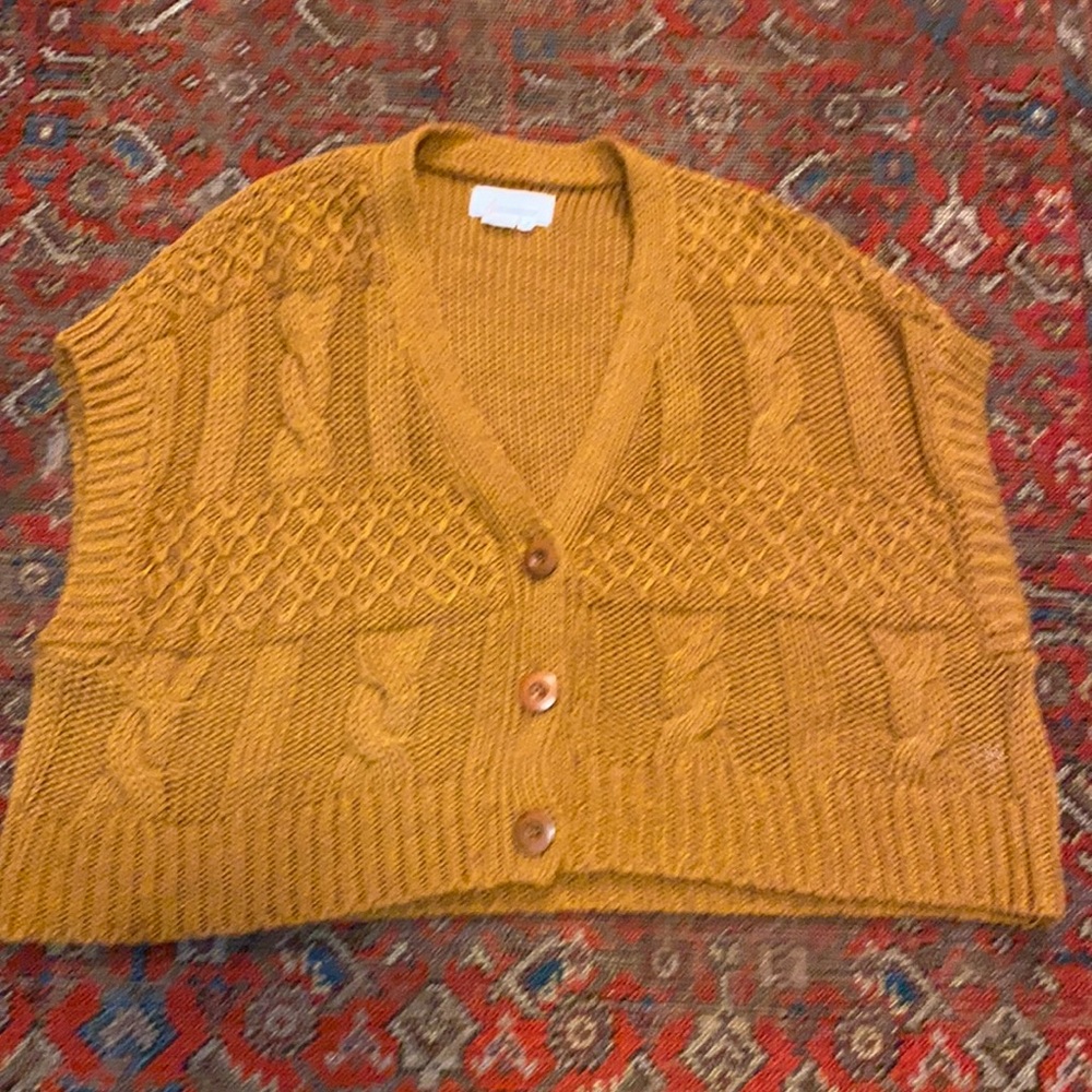 Anthropologie Cropped Cardigan Sweater Vest